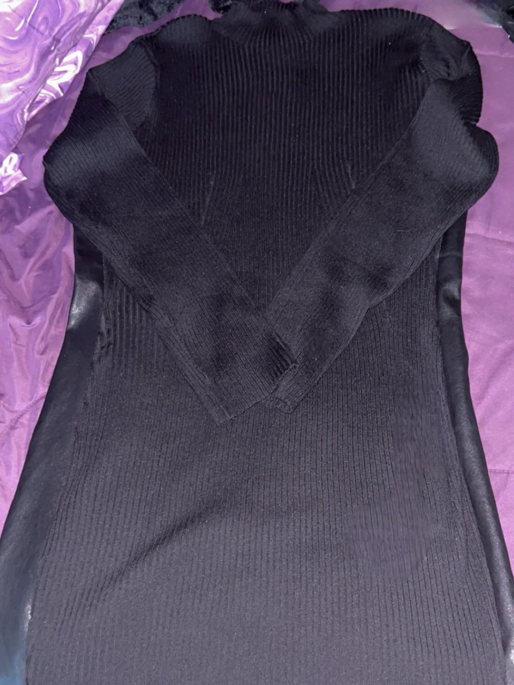 Fashion Nova Black Ribbed Turtleneck Dress Sweater